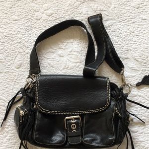 Roots black pebble leather purse/bag